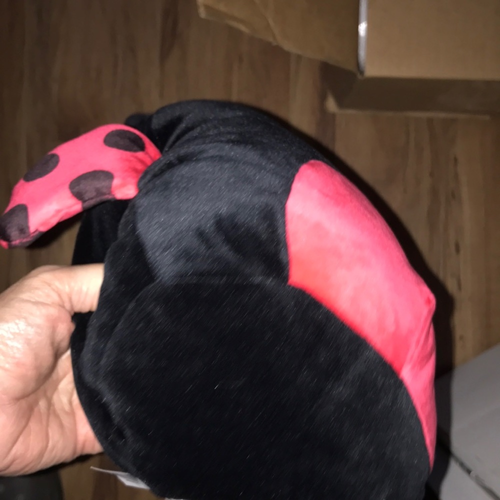 Plush Ladybug Soft Backpack in Black and Red with Heart Accent - Picture 6 of 6